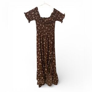 Miami for Francesca’s Brown Off the Shoulder Floral Dress Size S NWOT